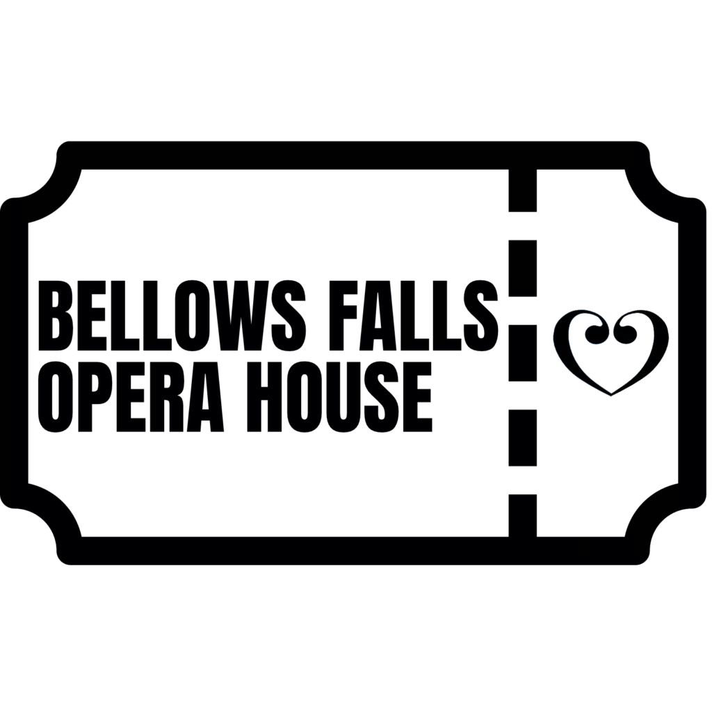 A single white heart outlined with a swirl appears on the right side of a plain black background for the "Adult - Bellows Falls - June 6 2025" product.